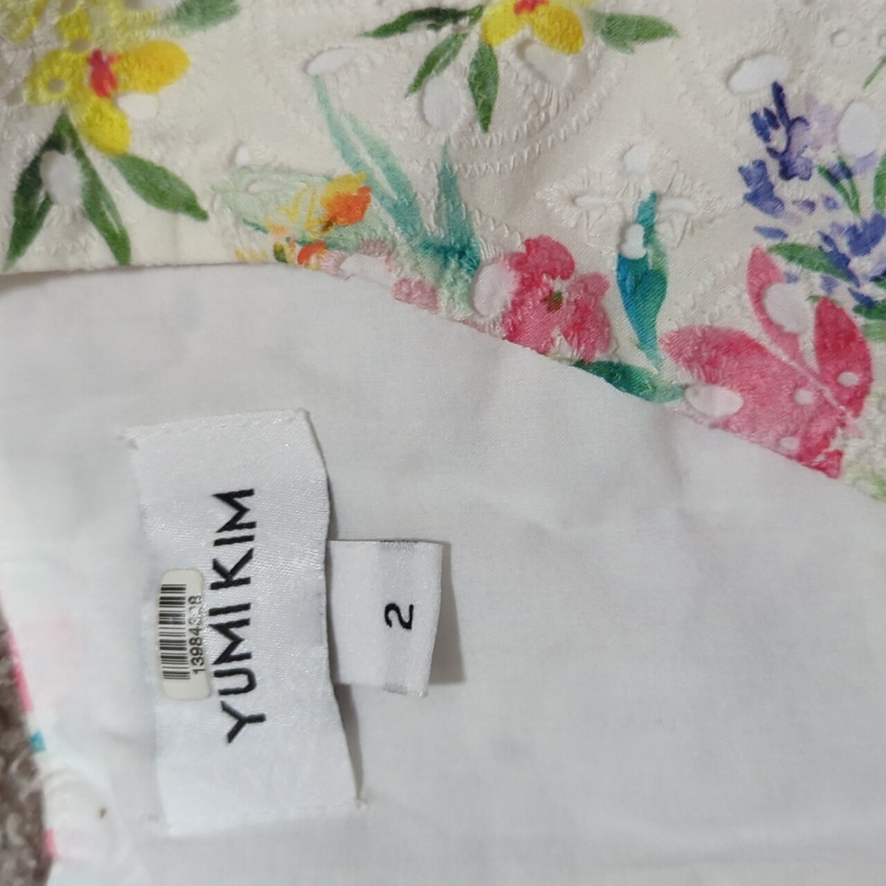 Yumi Kim Be the One watercolor floral eyelet flirty dress puff sleeve Easter - Picture 6 of 9